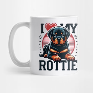 I Love My Rottie Rottweiler Puppy Cute Heart Design Mug